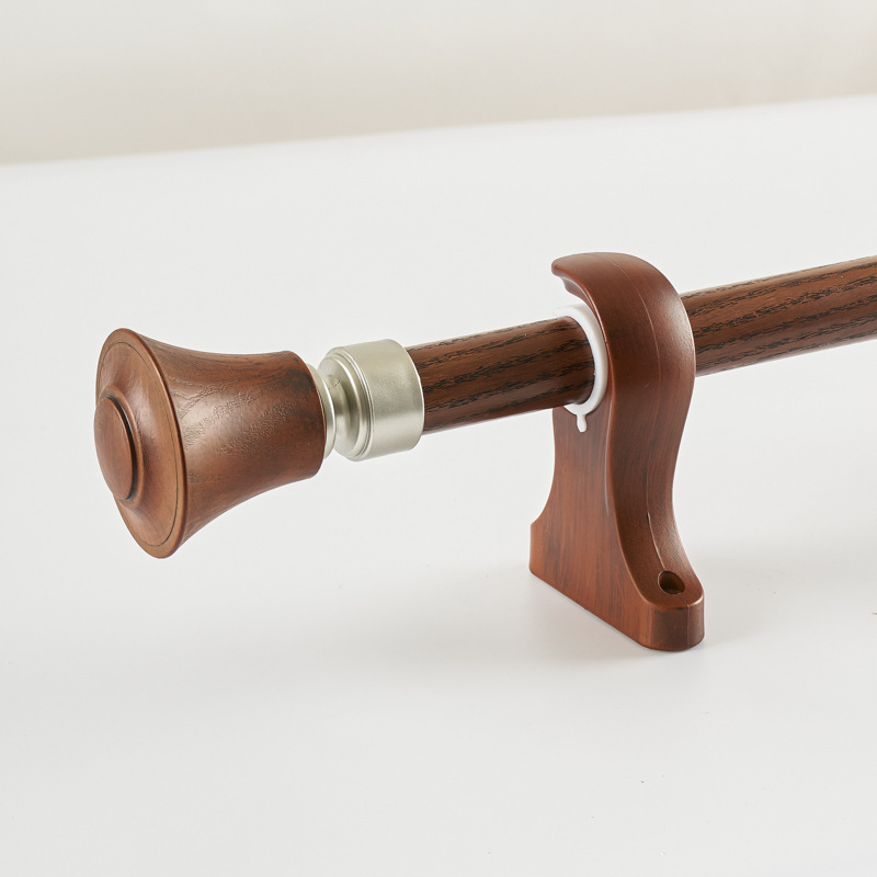 Varilla de madera simple, barra romana silenciosa, barra de cortina, barra de cortina de aleación de aluminio, barra simple, barra doble, pista de cortina al por mayor