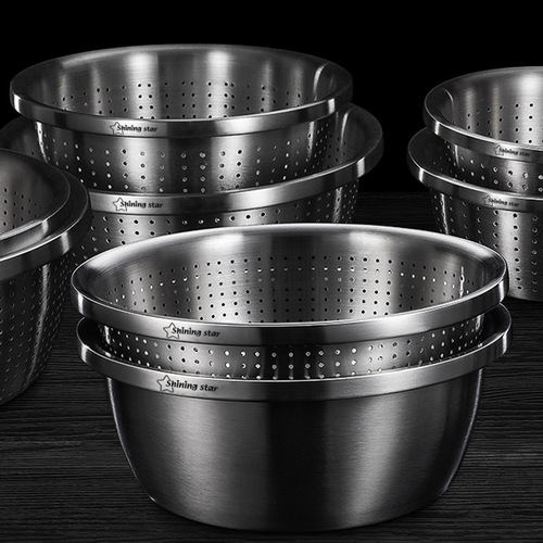 304 drain basket household basin kitchen stainless steel basin thickened vegetable basin cooking basin basin stainless steel seasoning basin