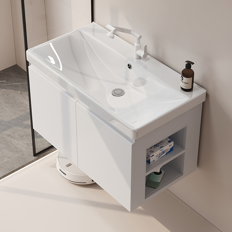 gabinete de baño de almacenamiento lateral combinación de paneles de panal de cerámica integral lavabo de baño lavabo de lavado de manos profundo lavabo