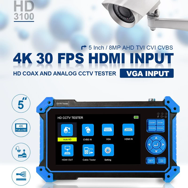 Новый инженерный сокровище HD-3100Pro коаксиальный 5 в 1 тестер видеонаблюдения HDMI VGA вход