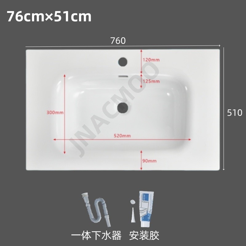 51 ワイド半埋め込み式卓上洗面器 シングル洗面器 浴室一体型セラミックキャビネット洗面器 洗面台 洗面台|undefined