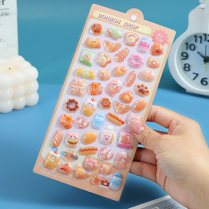 Dibujos animados cristal 3D estereoscopio relieve acrílico diamante pegatinas gemas para niños niñas decoración de teléfonos móviles