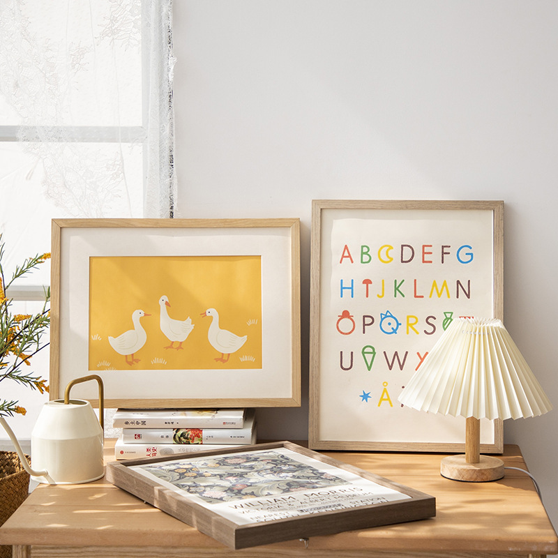 wall photo frame from natural wood