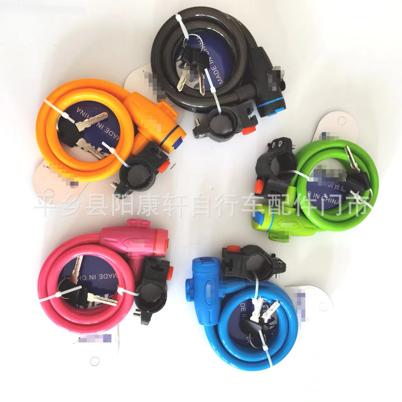 批发锁具 山地车锁 彩色钢丝锁 电脑钥匙锁 加粗防盗锁120mm*12mm