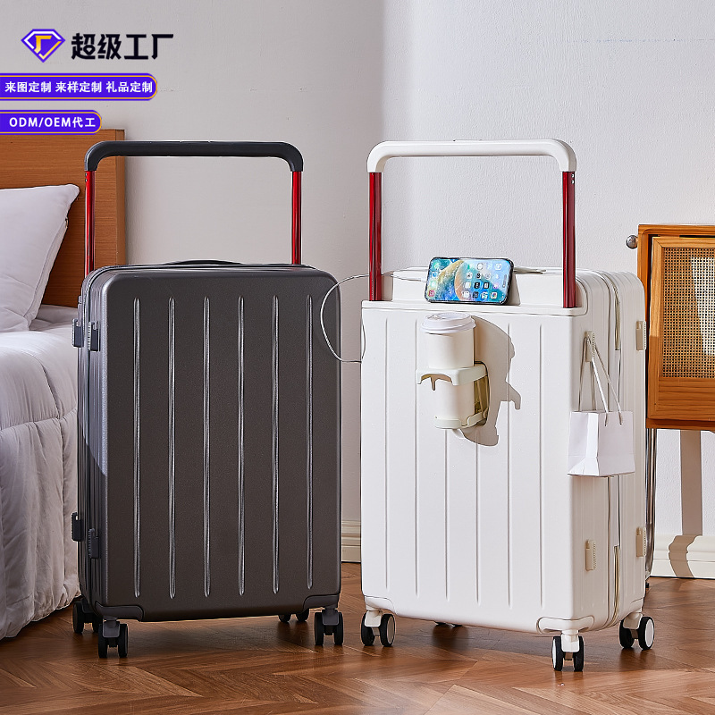 Carbon Fiber Wide Handle Suitcase for Women 24inch Gift Custom Carry-On Suitcase Small Lightweight Travel Password Suitcase