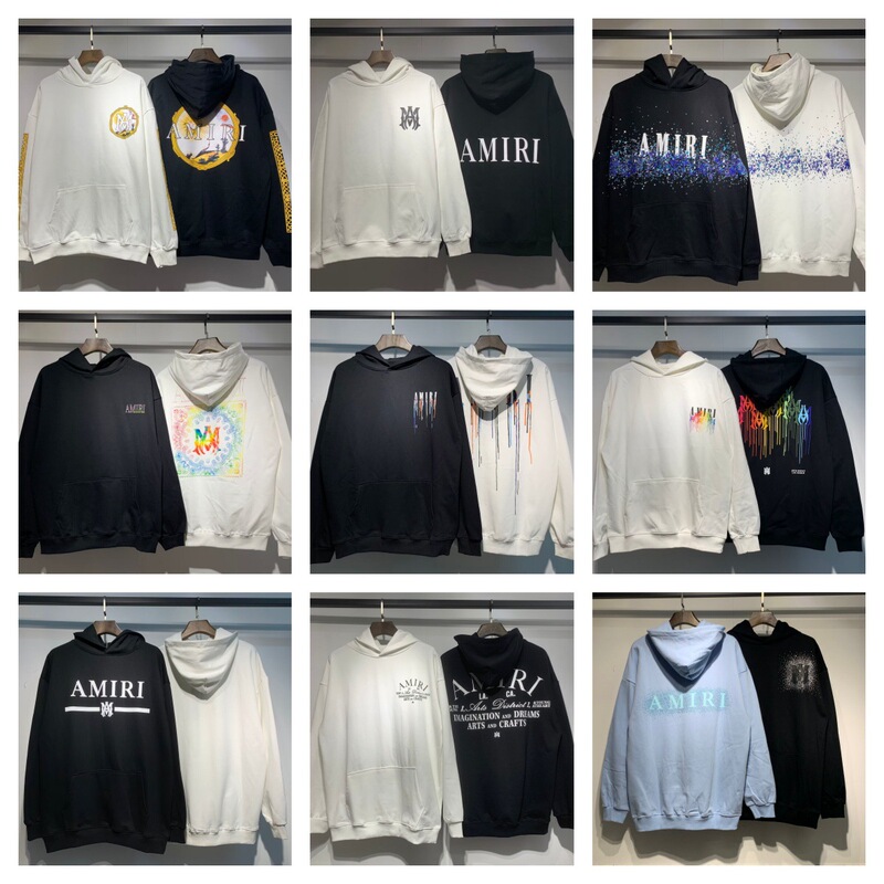 New Men's Sweatshirt Amiri Floral Letter Print Autumn and Winter High Version Casual Heavy American Hoodie for Women New Men's Sweatshirt Amiri Floral Letter Print Autumn and Winter High Version Casual Heavy American Hoodie for Women