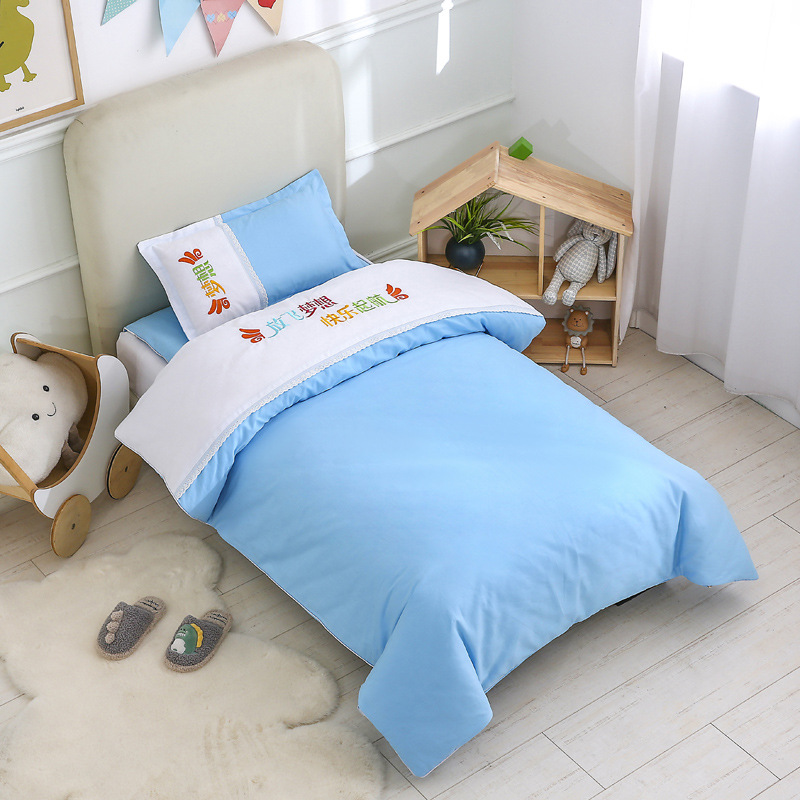 Class A children's kindergarten quilt three-piece baby nap cotton bedding cotton embroidery six-piece wholesale