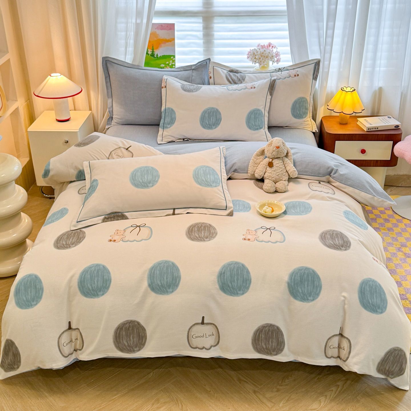 2025 nueva cama de algodón grueso abrasivo cuatro piezas de sábanas de algodón cubiertas de cama de tres piezas de dormitorio estudiantil