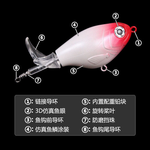 Hard bait propeller Luya bait 9cm16g water surface chubby tractor rotating cocked mouth bass bait strengthened three hooks