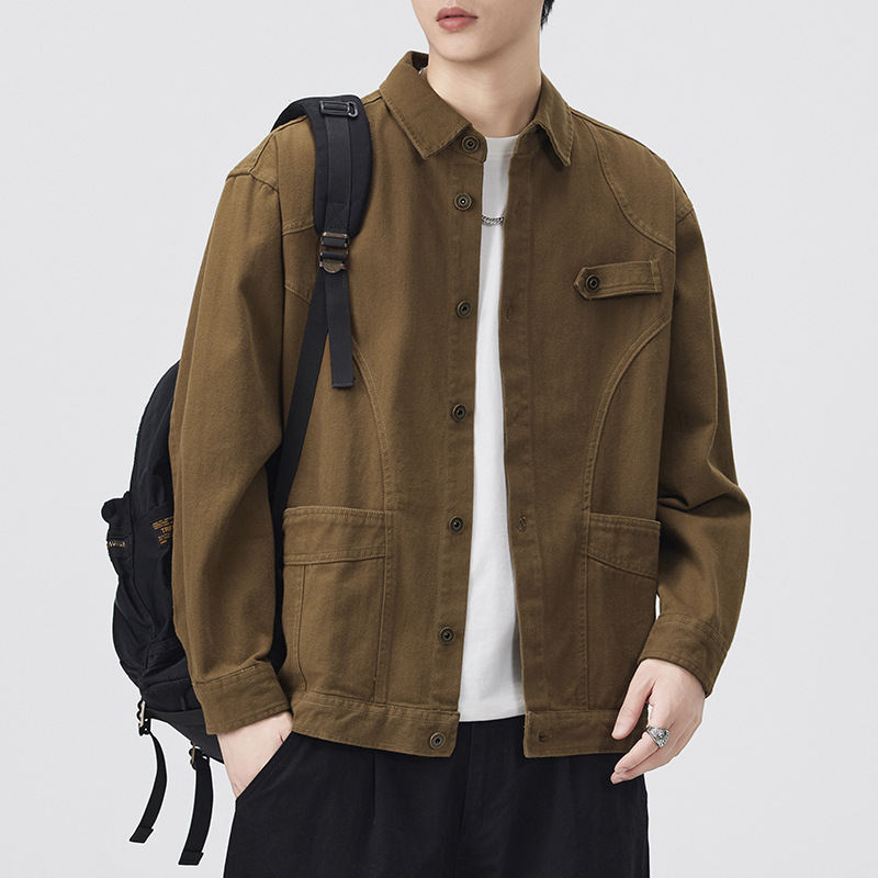 American retro Detroit jacket for men, spring and autumn trendy loose-fitting tough guy workwear, Amekaji casual coat for men American retro Detroit jacket for men, spring and autumn trendy loose-fitting tough guy workwear, Amekaji casual coat for men