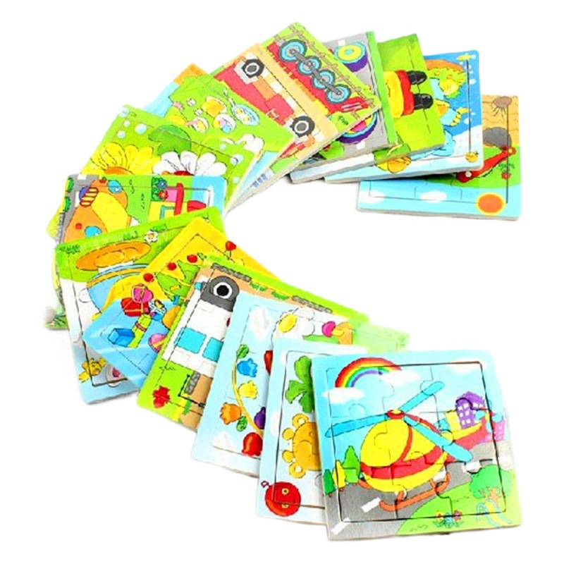 Simulación de madera de dibujos animados vehículo animal rompecabezas educación temprana bloques de construcción niños bebé cognición rompecabezas tridimensional al por mayor