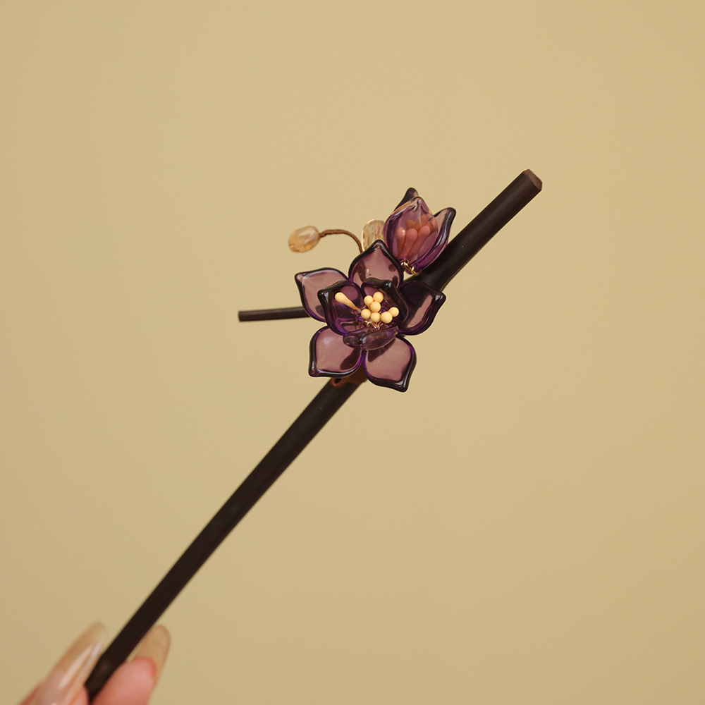 Nuevo estilo antiguo clip de cabello de bambú clip de cabello de bambú natural clip de cabello de flores de contracción térmica clip de cabello de ropa china adornamiento de cabello super xiang cheongsam accesorios