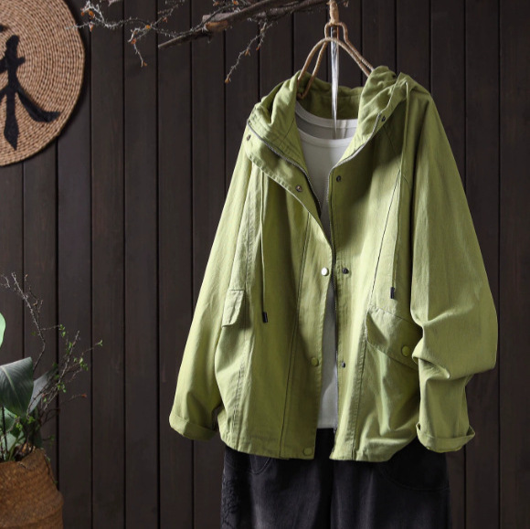 Autumn New Arrival: Women's Cotton Hooded Jacket with Large Pockets, Casual Short Coat 26358 Autumn New Arrival: Women's Cotton Hooded Jacket with Large Pockets, Casual Short Coat 26358