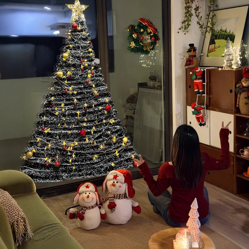 Christmas Decorations Scene Atmosphere Wall Layout Christmas Tree Wool Strips Ribbon Cabinet Window Hangings Wholesale Delivery