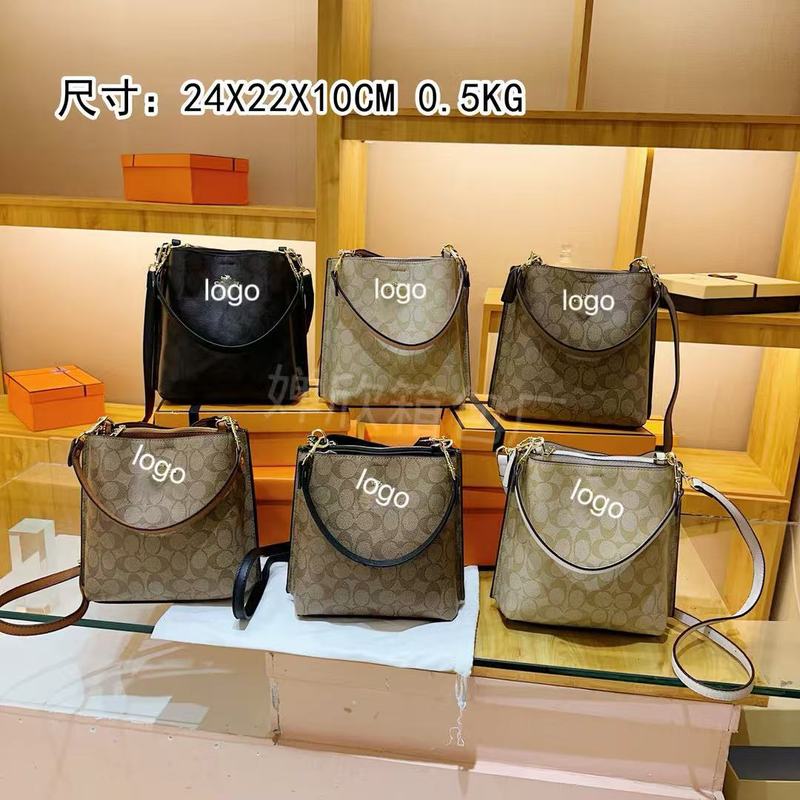 蔻C家2025秋季新水桶包老花拼色气质大容量手提托特包通勤单肩包|undefined