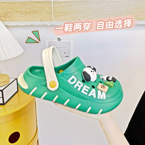 Couple's hole shoes small dog outer new non-slip ins trendy thick-soled nurse beach toe sandals women's summer slippers