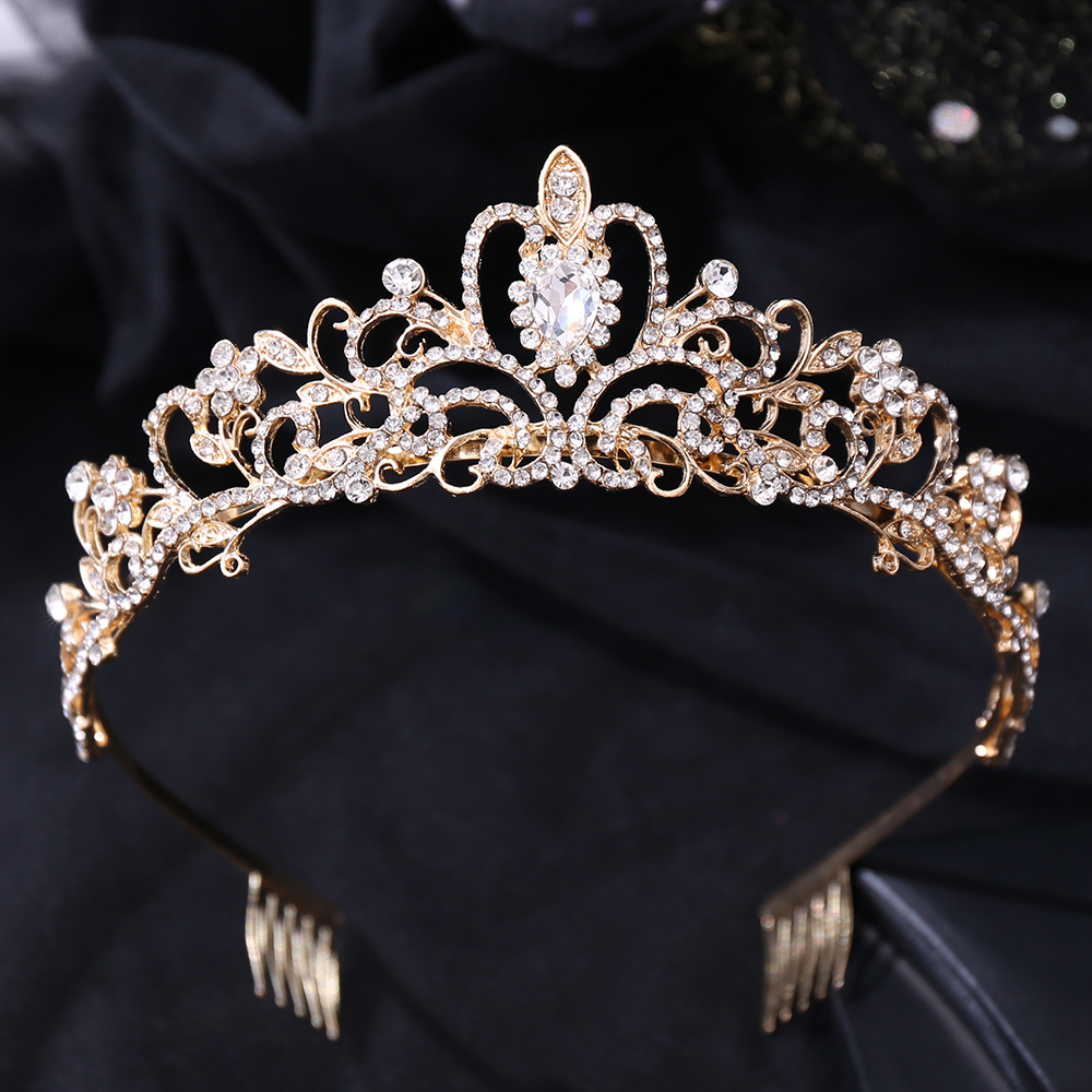 Fashion Flower Alloy Inlay Rhinestones Crown 1 Piece display picture 2