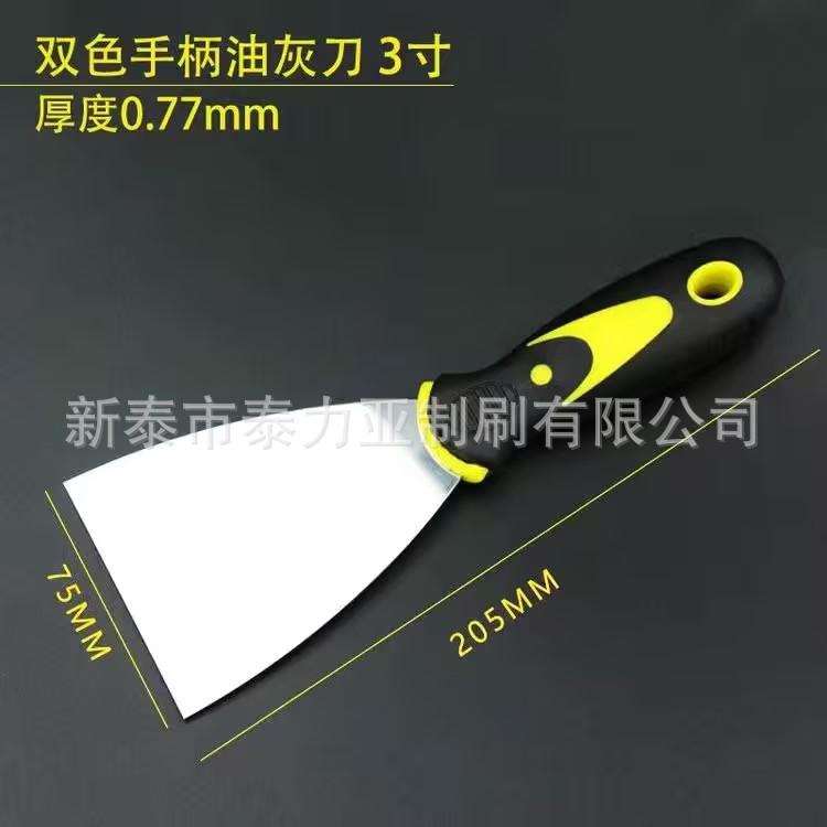 Fábrica al por mayor cuchillo de masilla mango de plástico pala de limpieza mango de madera espejo espátula de pintura cuchillo de masilla de acero inoxidable