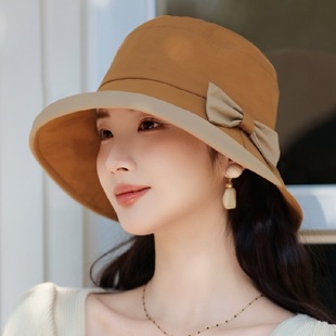 Hat Spring and Summer Elegant Bow Fisherman Hat Fashion All-match Basin Hat Summer Sunscreen Breathable Sun Hat