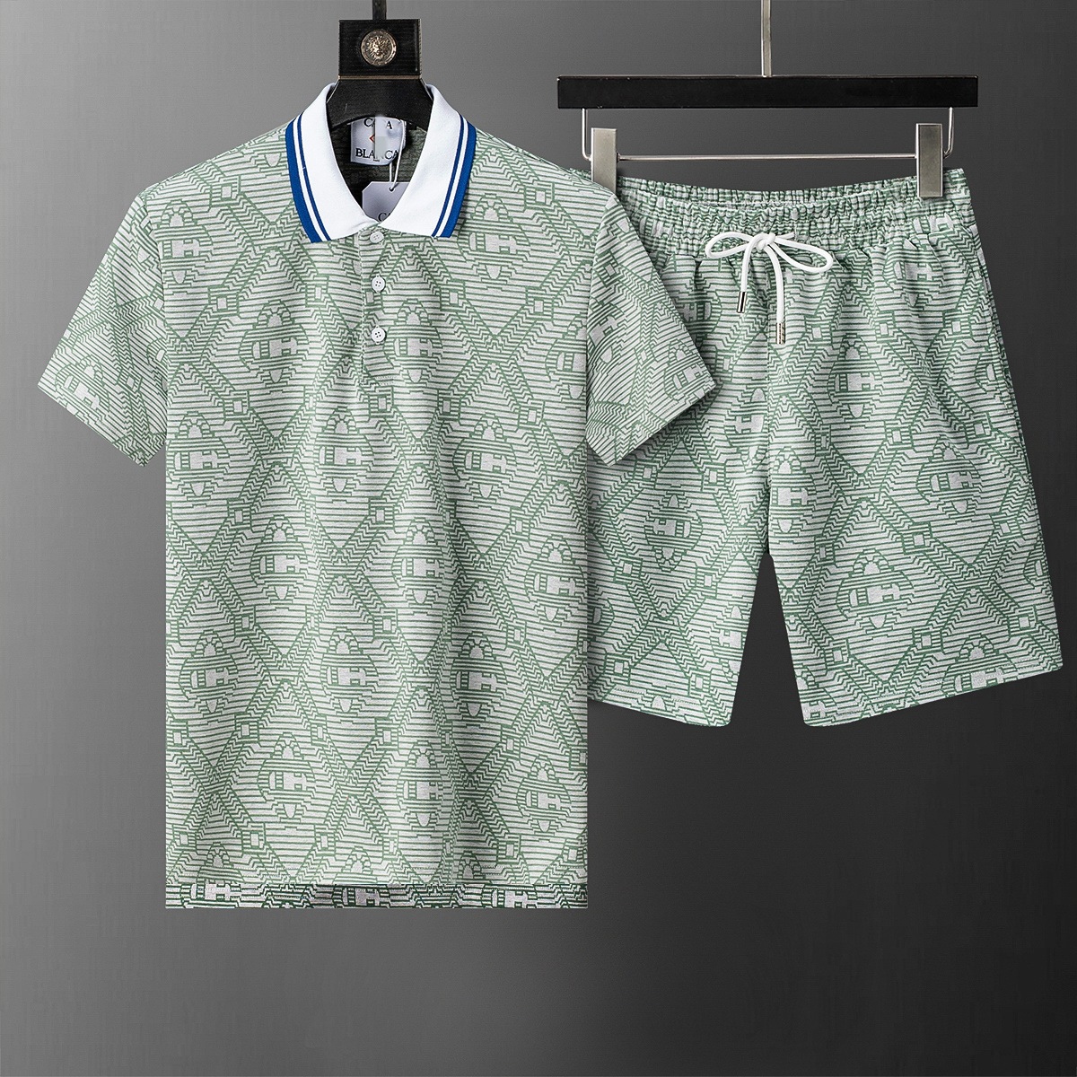 Cross-border versión correcta polo manga corta set de collar de verano clásico toalla de hombre bordado casual Europa y América explosión