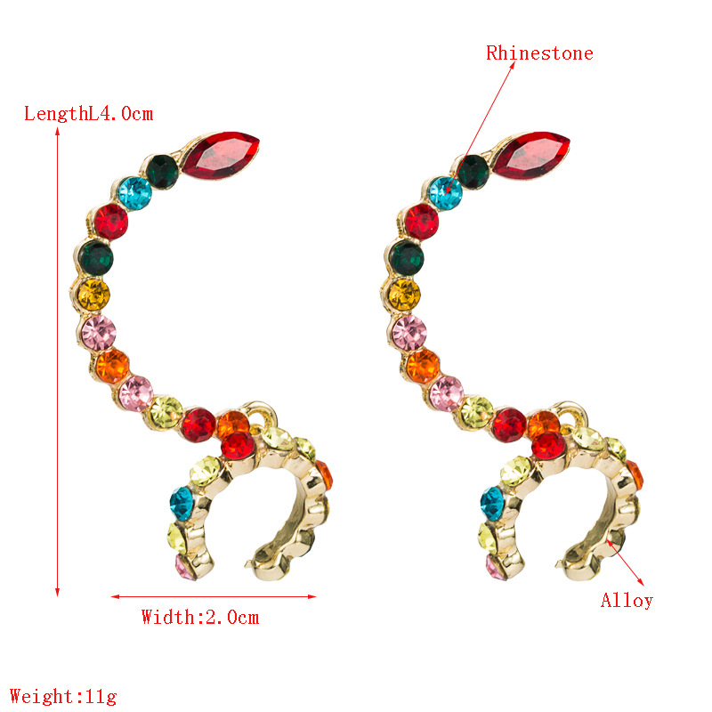 Alloy Inlaid Color Rhinestone Hip-hop Earrings display picture 1