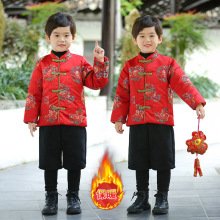 男童汉服秋冬新款宝宝抓周唐装拜年服中国风男童套装周岁礼服处理