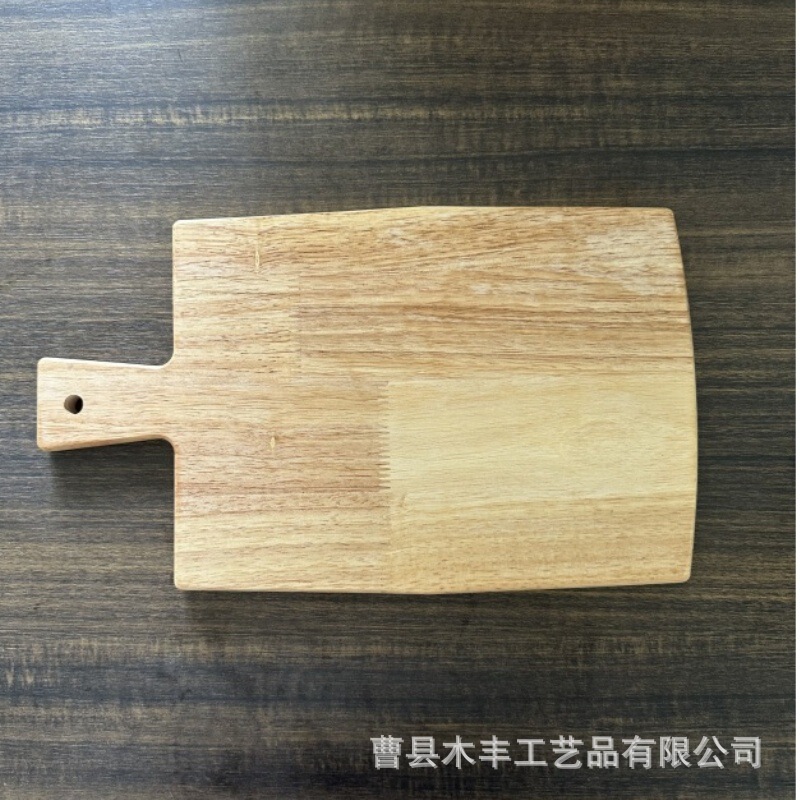 木製トレイ食器 木製丸型無垢材フルーツパン皿 洋食店寿司皿 ハンドル付き木製トレイ|undefined