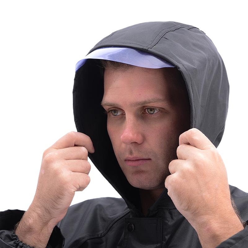 Fábrica al por mayor adulto largo gabardina sitio de construcción Protección Laboral dividida impermeable a prueba de explosiones lluvia negro Oxford tela de una sola pieza impermeable