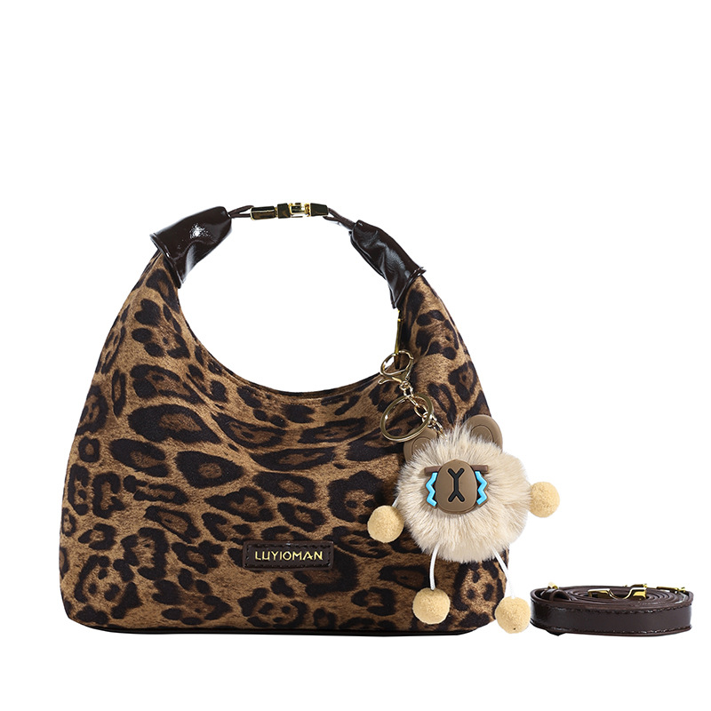 Otoño y invierno de moda nicho leopardo bolso para mujeres 2024 nuevo popular bolso de hombro amplio bolso de brazo