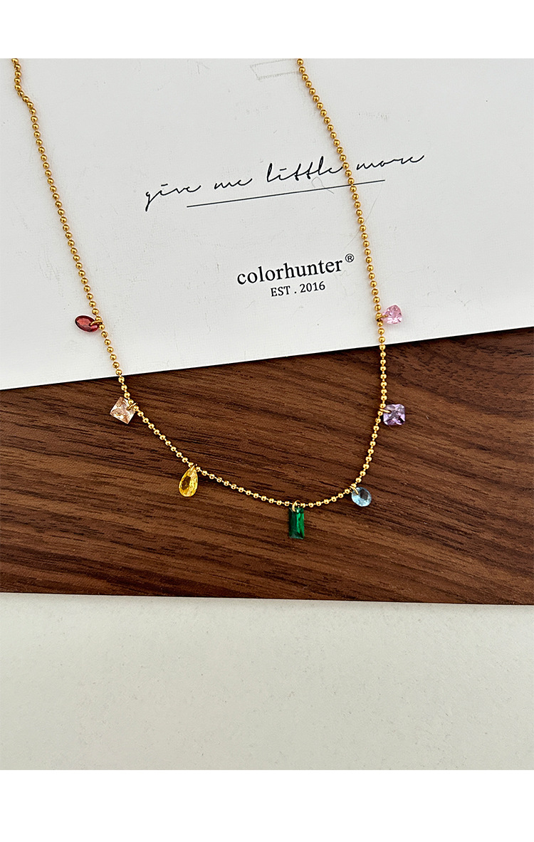 Women'S Gender Fashion Geometric Titanium Steel Plating Zircon Necklace