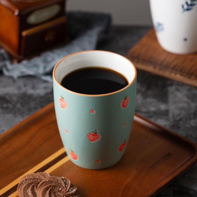 Taza de café casual rosa bonita Taza de bebida de diseño de nicho nórdico Taza de té de alta calidad Cerámica