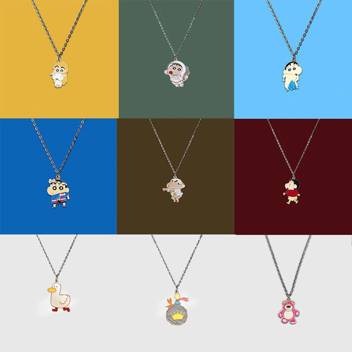 Ins Children's Fun Astronaut Crayon Shin-chan Alloy Necklace Boys' Cartoon Pendant Girls' Student All-match Sweater Chain