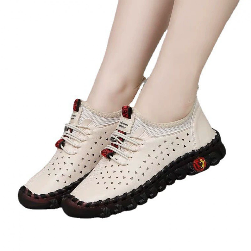 Кожаная обувь ручной работы с мягкой подошвой и не уставшими ногами для мам, Женская Весна и лето 2022, Новая повседневная обувь на плоской подошве, поколение волос