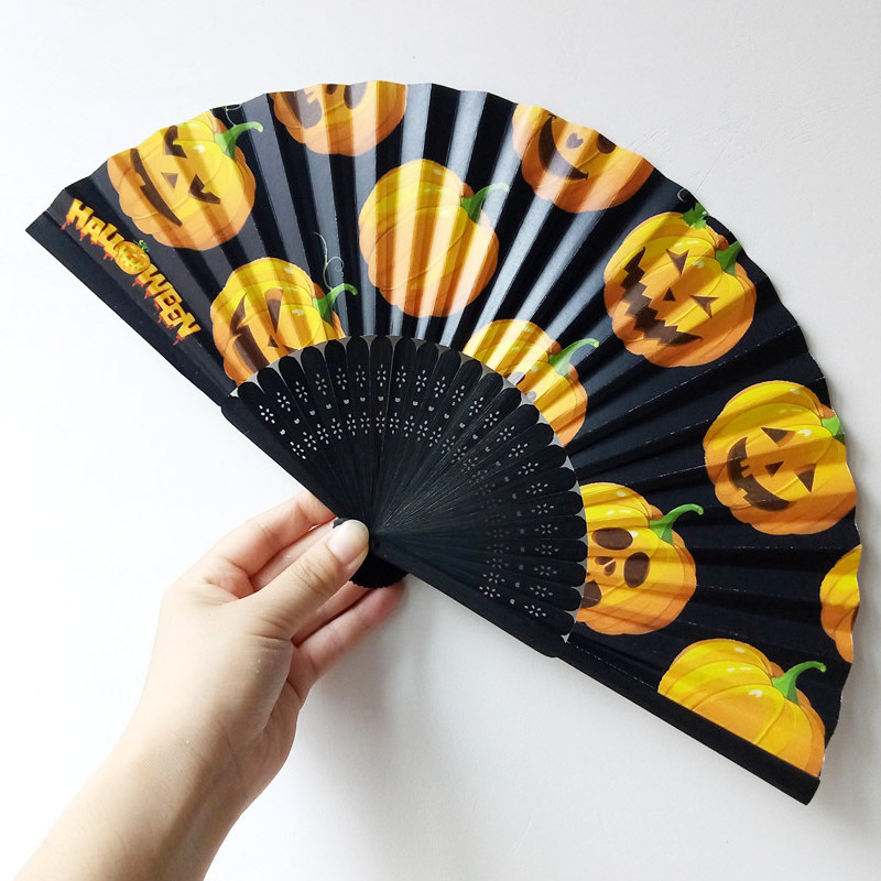 Decoración de Halloween Fan de papel calabaza elementos esqueleto Fan de papel Fantasma Halloween accesorios Fan para imprimir