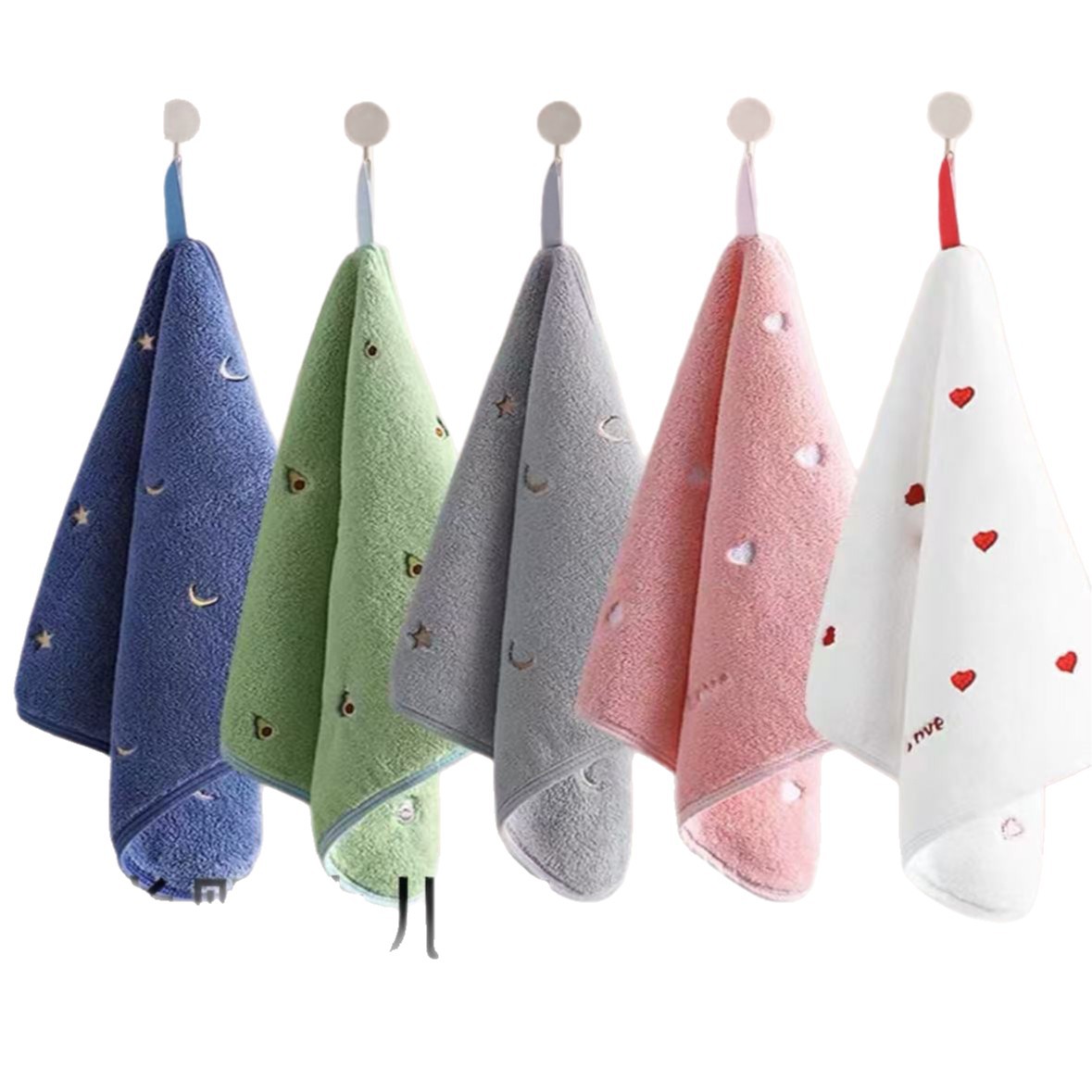 Toalla de limpieza de mano colgante toalla de limpieza de mano de baño no olor, secado rápido, absorción de agua y no pérdida de cabello, toalla cuadrada pequeña para niños