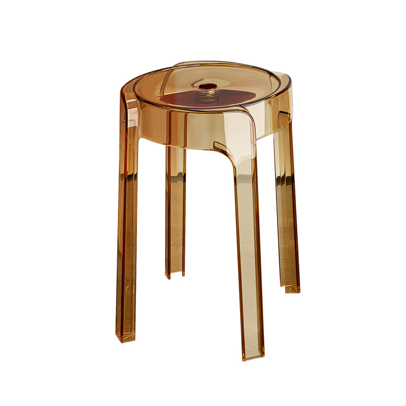 Taburetes transparentes de plástico para el hogar, sillas de comedor gruesas, bancos apilados, molinos de viento, taburetes redondos, sillas acrílicas
