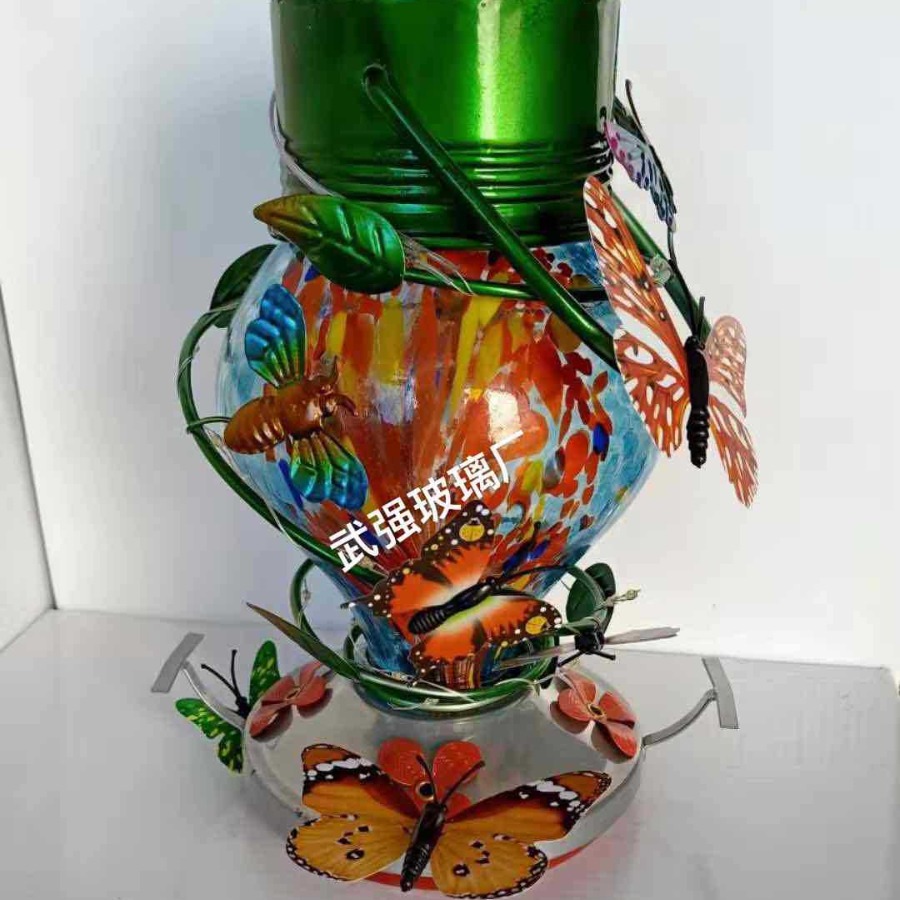 1 hummingbird feeder bird feeder bath tub glass solar light lamp shade water float flower watering device