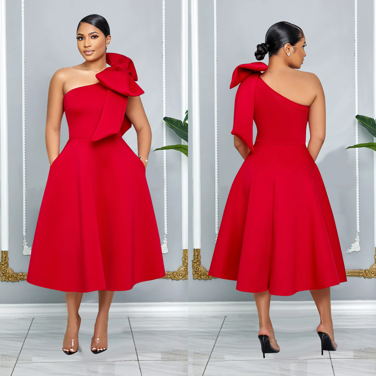 C7011 Aliexpress transfronterizo Amazon estación independiente de moda europea y americana ropa de mujer de color sólido vestido sexy vestido nuevo