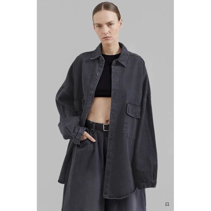 FR * NKIE S * OP Spring and Autumn New Denim jacket shirt oversized profile top simple all-match coat
