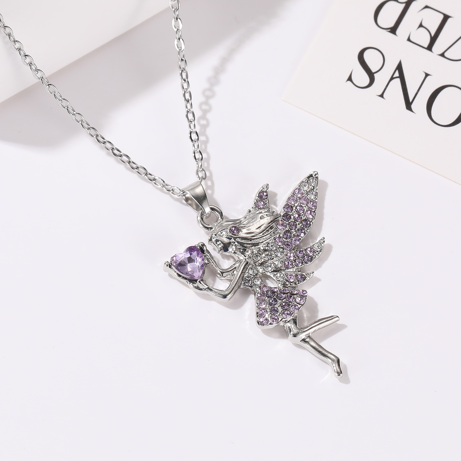 Fairy Style Cartoon Character Heart Shape Alloy Inlay Zircon Women's Pendant Necklace display picture 2