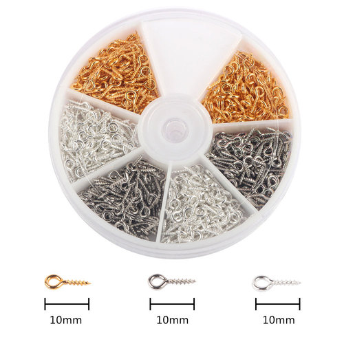 Cross-border 8/10mm boxed metal threaded horn nails diy jewelry accessories flat head sheep eye screws