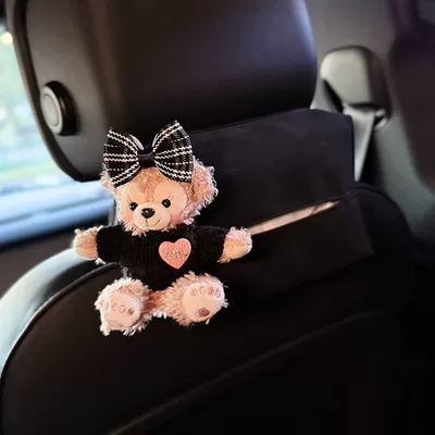 Shirley Mei Car Tissue Box Tissue Box 2025 New Car Rear Headrest Hanging High-End Hanging Bag for Women (Car tissue box/set) - black-bow-rose-headrest-tissue-bag