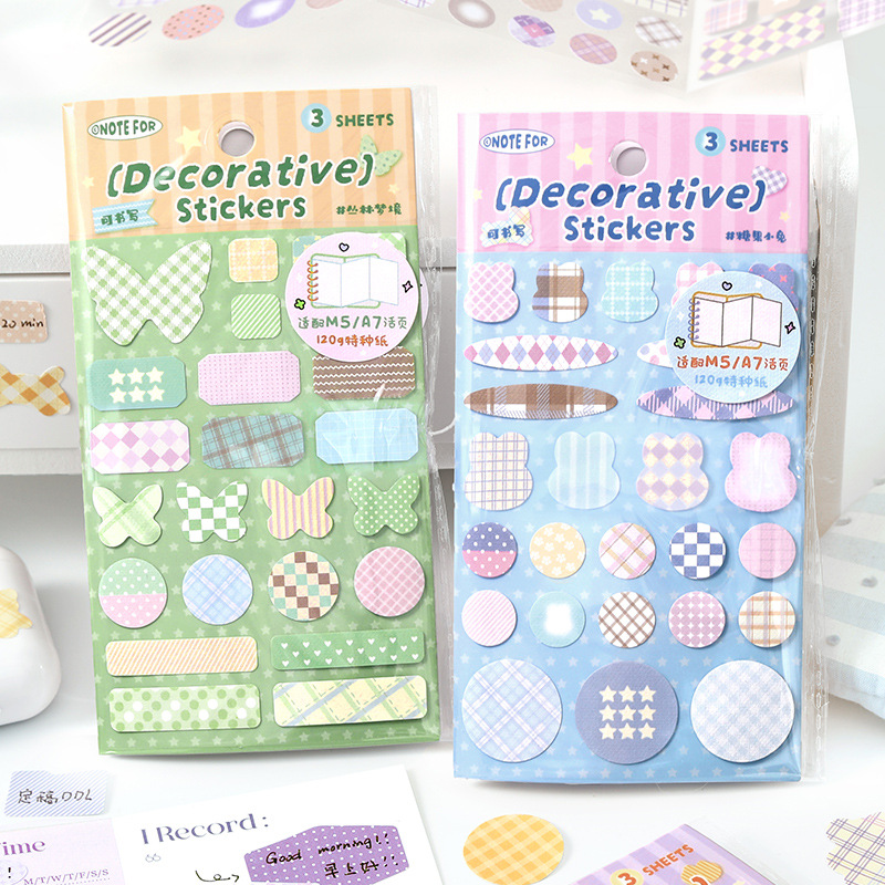 NOTE FOR Pegatinas decorativas de tres pliegues Líneas Caprice Series Simple Coreano Lindo Gráfico Etiqueta pequeña Pegatinas