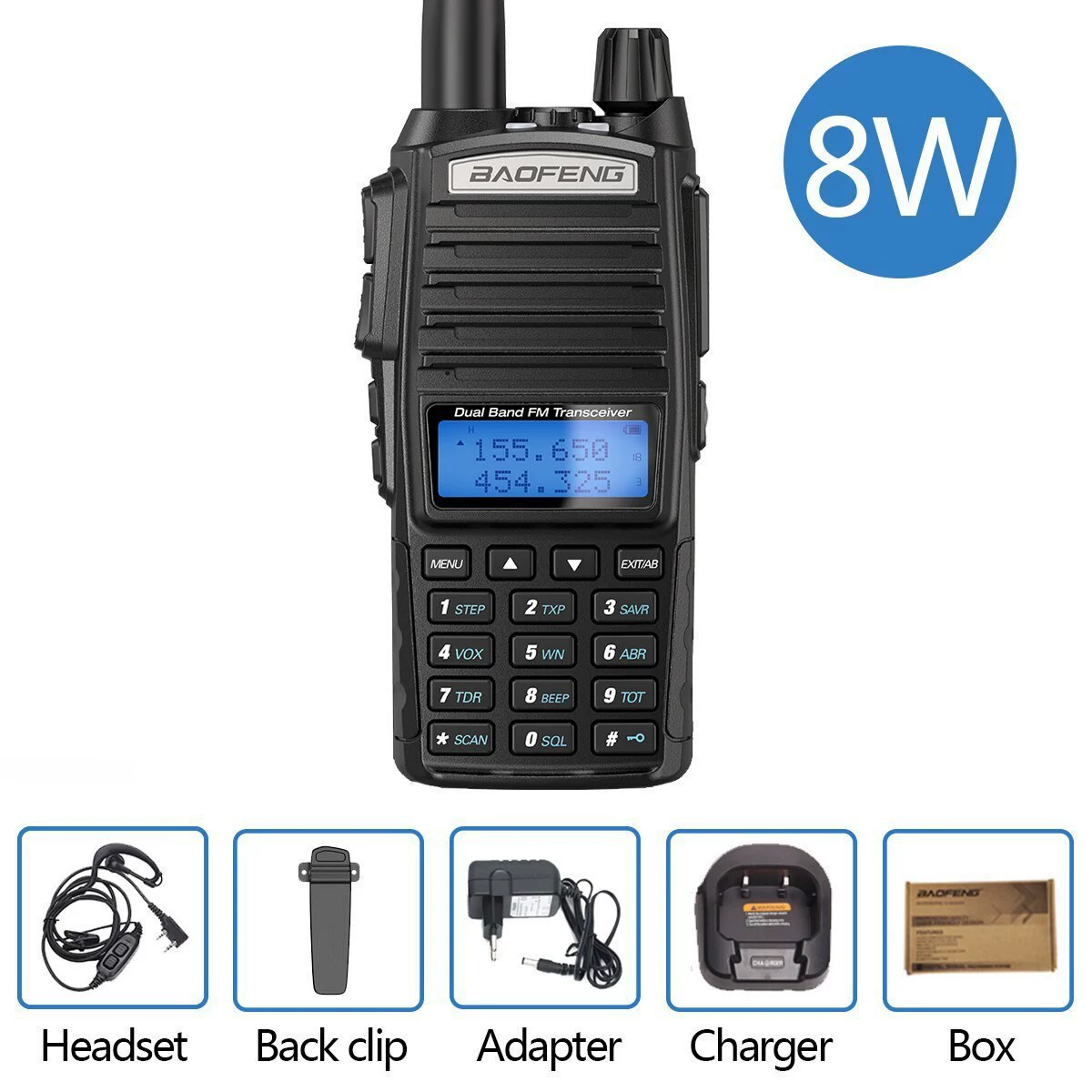 Портативная рация Baofeng UV-82, двухдиапазонная 5W/8W, двойной PTT, варианты длинной батареи