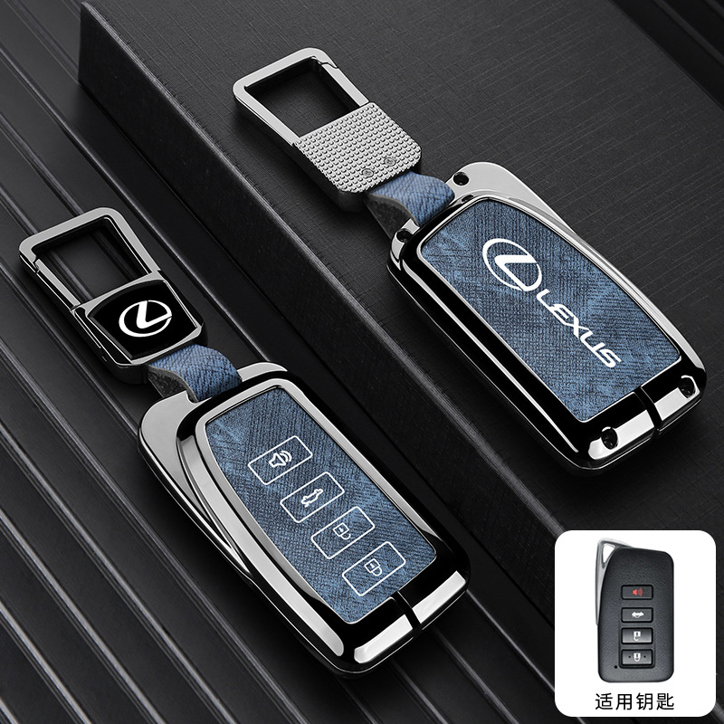 모델 B 4버튼 - 데님 패턴 [건쉘 블루 가죽] + 사각 버클