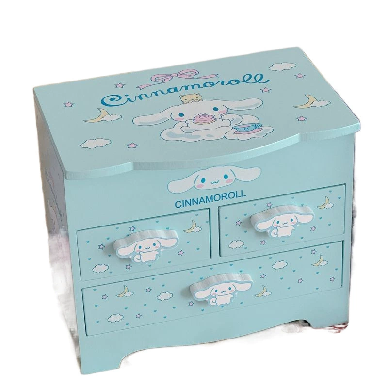 Hello Kitty деревянная система хранения, коробка для хранения, серьги, ожерелье, золотистый аксессуар, милая шкатулка для косметики