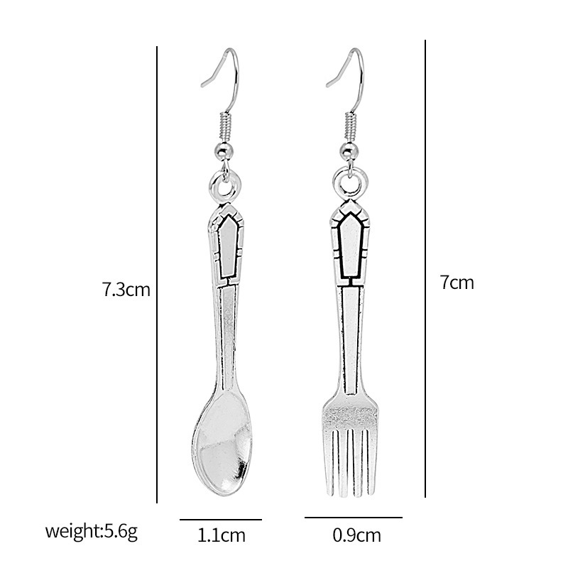 1 Pair Ethnic Style Spoon Fork Asymmetrical Plating Alloy Drop Earrings display picture 1