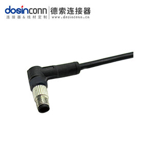 M5 injection molding male connector 4-core elbow male plug thread connection 1 m 26AWG wire