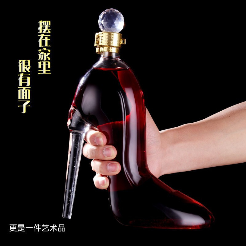 批发高跟鞋泡酒玻璃瓶 密封罐创意空瓶泡人参泡酒器红酒瓶
