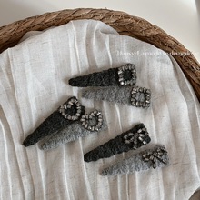 秋冬水钻毛绒发夹女侧边刘海发卡轻奢高级感鸭嘴夹小夹子边夹饰品